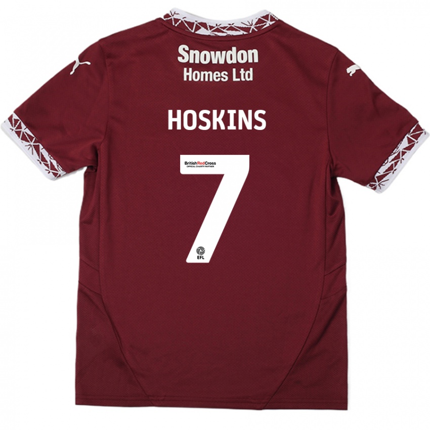 Criança Camisola Sam Hoskins #7 Borgonha Principal 2024/25 Camisa