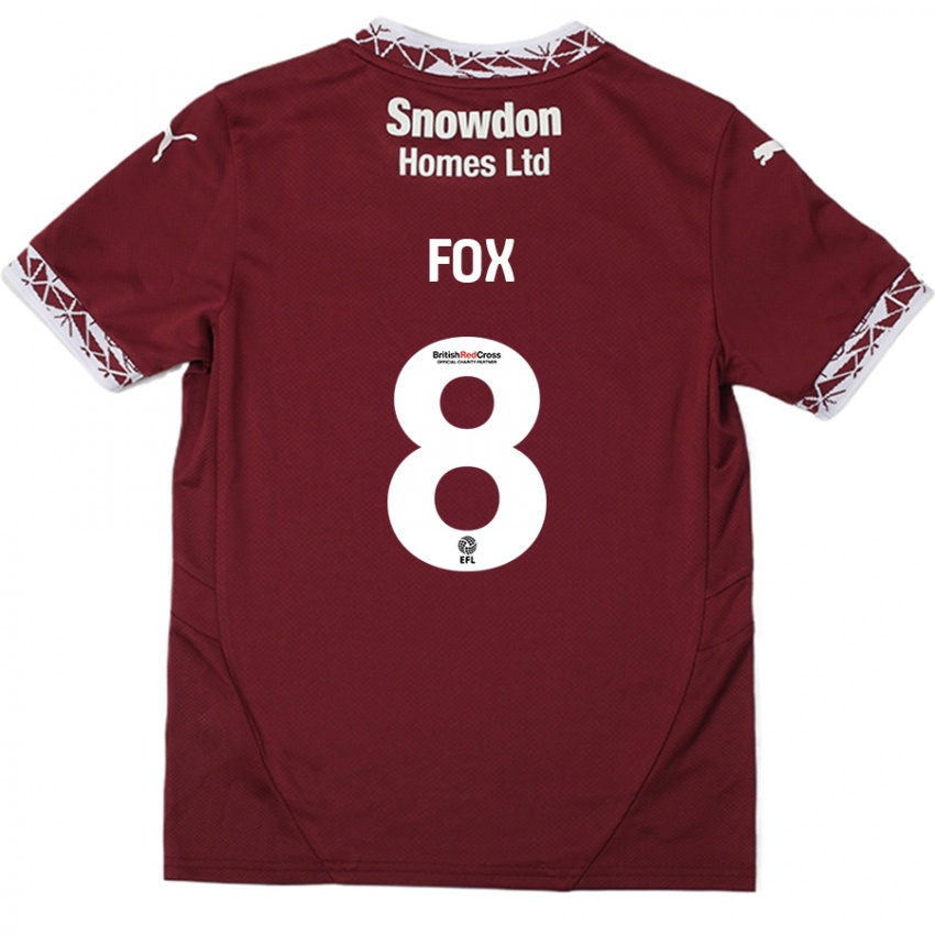 Criança Camisola Ben Fox #8 Borgonha Principal 2024/25 Camisa