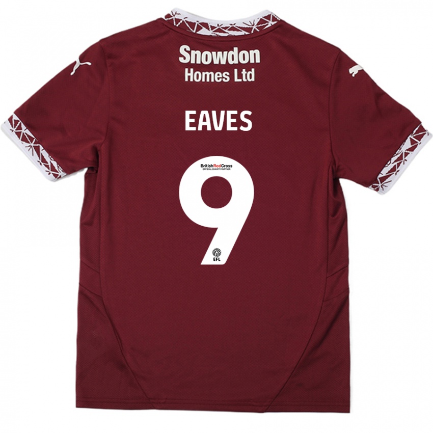 Criança Camisola Tom Eaves #9 Borgonha Principal 2024/25 Camisa