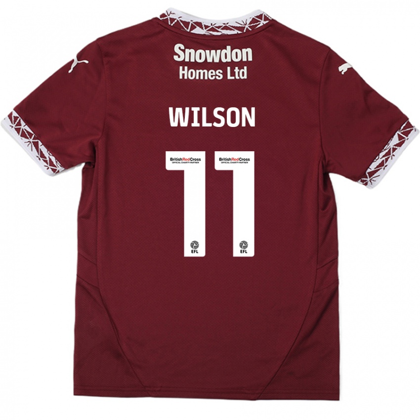 Criança Camisola James Wilson #11 Borgonha Principal 2024/25 Camisa