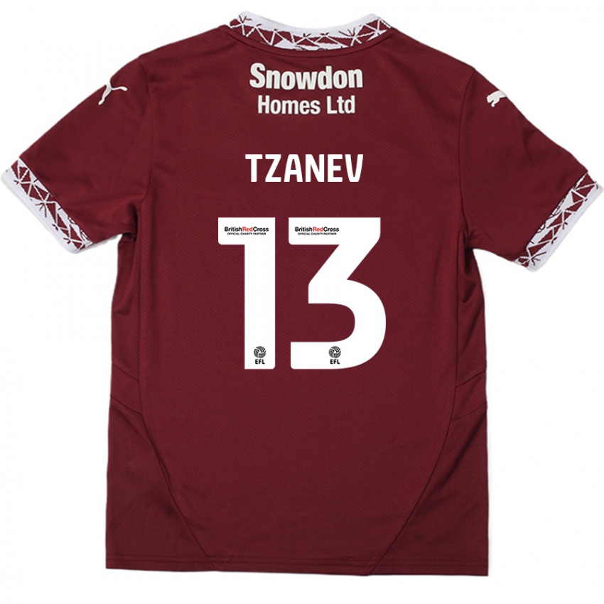 Criança Camisola Nik Tzanev #13 Borgonha Principal 2024/25 Camisa