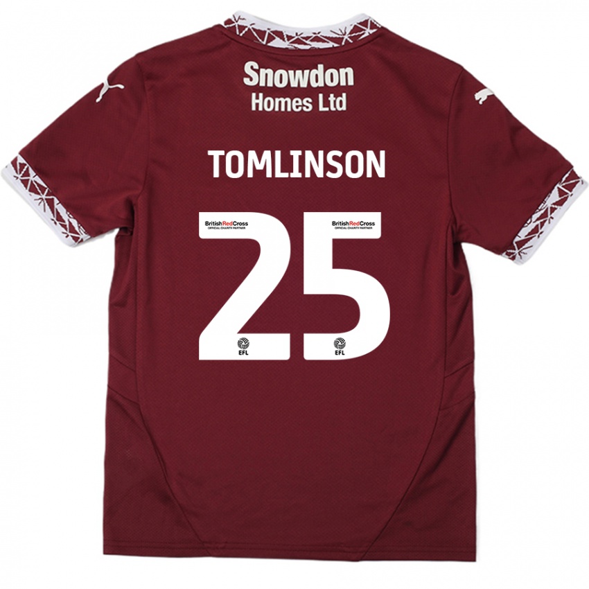 Criança Camisola Josh Tomlinson #25 Borgonha Principal 2024/25 Camisa