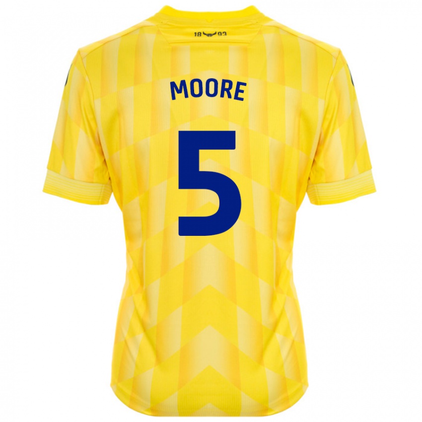 Criança Camisola Elliott Moore #5 Amarelo Principal 2024/25 Camisa