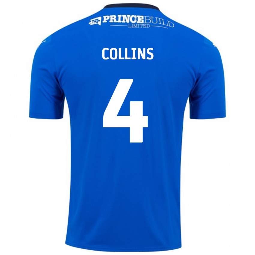 Criança Camisola Archie Collins #4 Branco Azul Principal 2024/25 Camisa