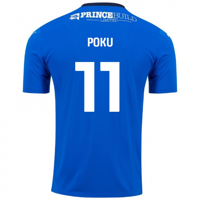 Criança Camisola Kwame Poku #11 Branco Azul Principal 2024/25 Camisa