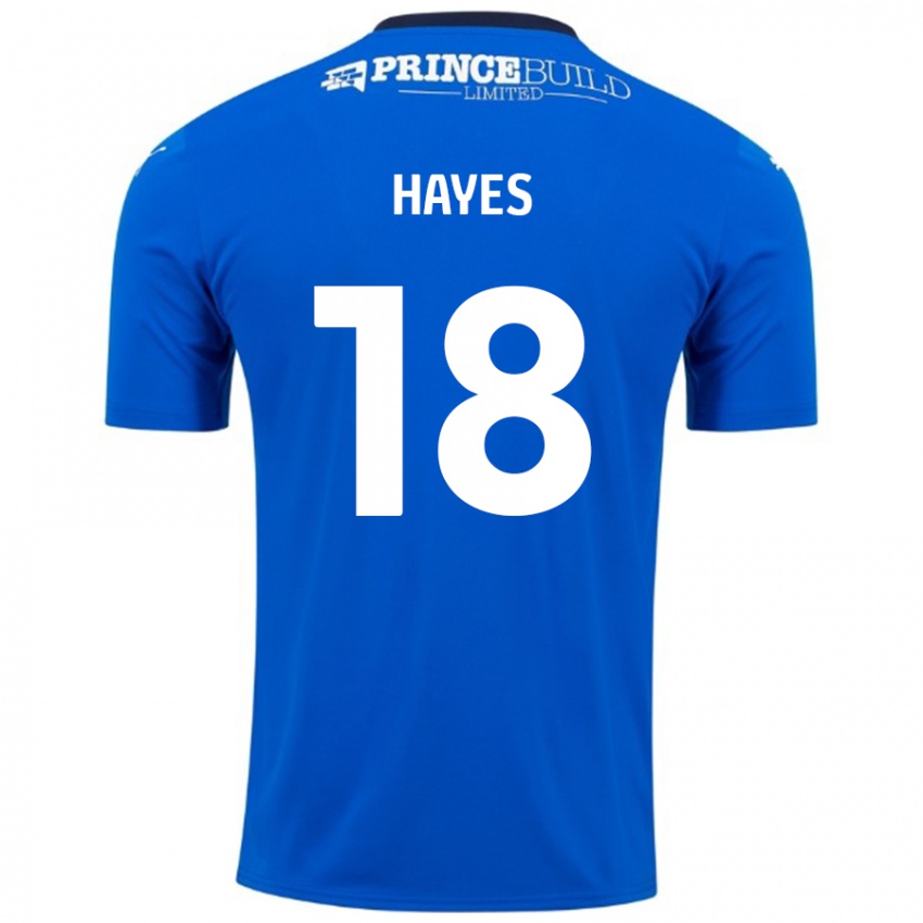 Criança Camisola Cian Hayes #18 Branco Azul Principal 2024/25 Camisa