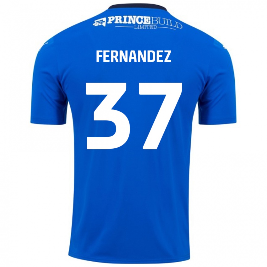 Criança Camisola Emmanuel Fernandez #37 Branco Azul Principal 2024/25 Camisa