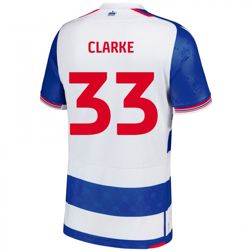 Criança Camisola John Clarke #33 Branco Azul Principal 2024/25 Camisa