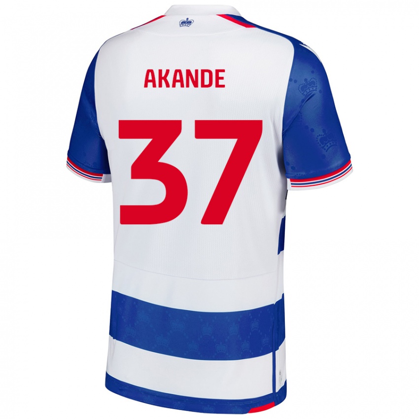 Criança Camisola Adrian Akande #37 Branco Azul Principal 2024/25 Camisa