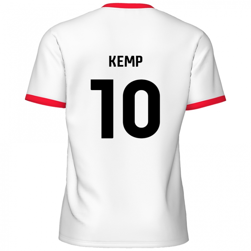 Criança Camisola Dan Kemp #10 Vermelho Branco Principal 2024/25 Camisa