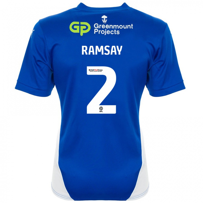 Criança Camisola Calvin Ramsay #2 Branco Azul Principal 2024/25 Camisa