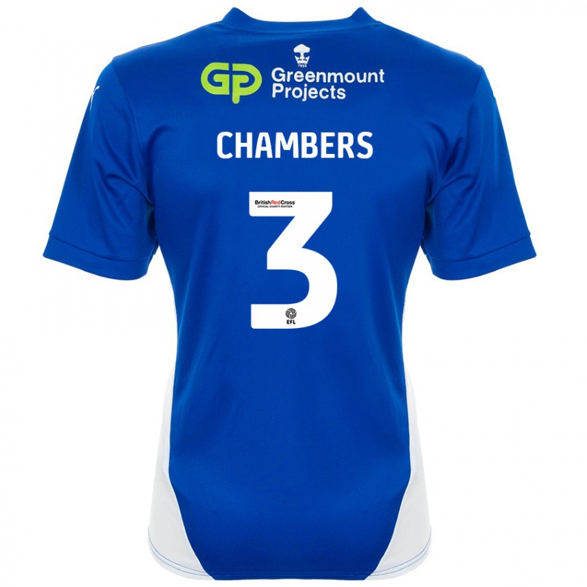 Criança Camisola Luke Chambers #3 Branco Azul Principal 2024/25 Camisa