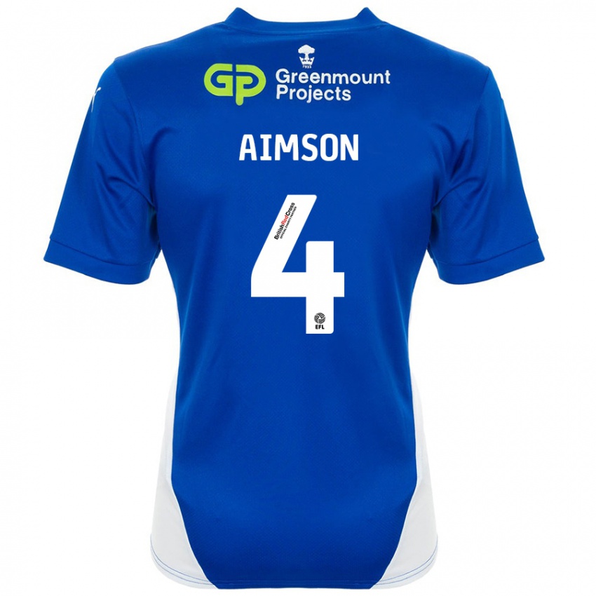 Criança Camisola Will Aimson #4 Branco Azul Principal 2024/25 Camisa