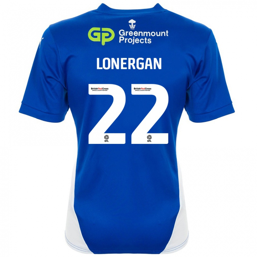 Criança Camisola Andy Lonergan #22 Branco Azul Principal 2024/25 Camisa