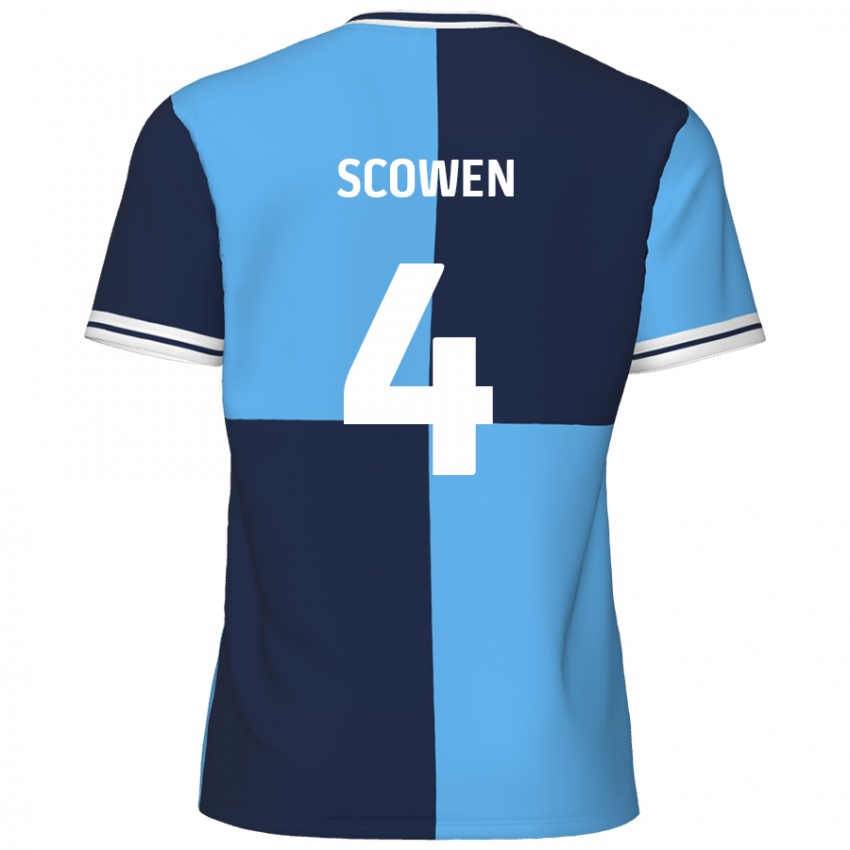 Criança Camisola Josh Scowen #4 Azul Céu Azul Escuro Principal 2024/25 Camisa