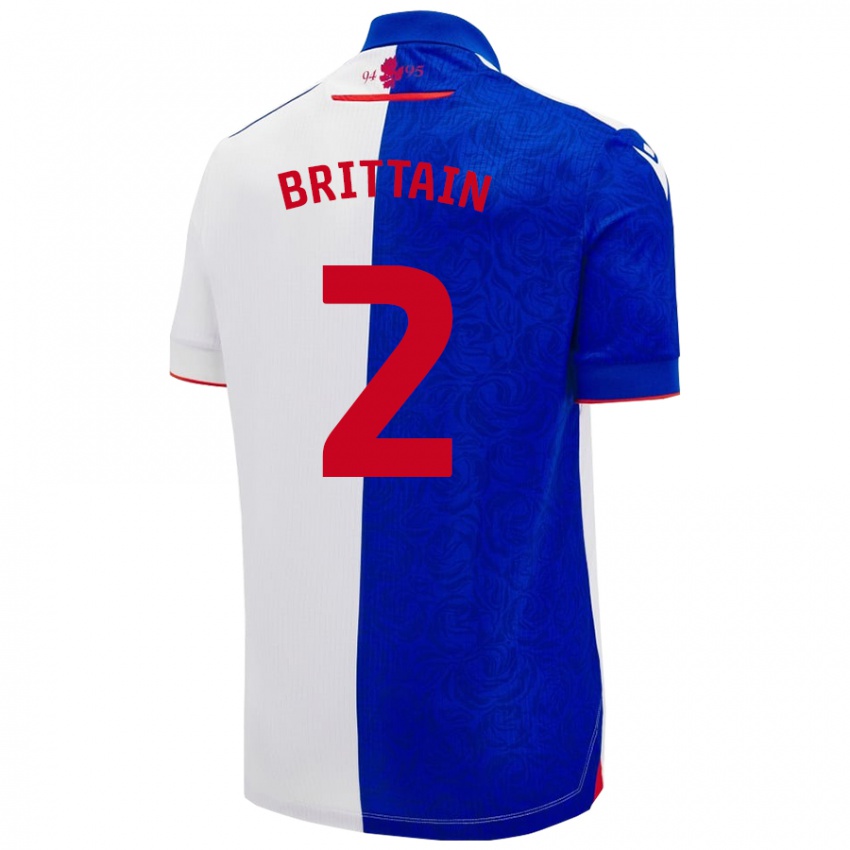 Criança Camisola Callum Brittain #2 Céu Azul Branco Principal 2024/25 Camisa