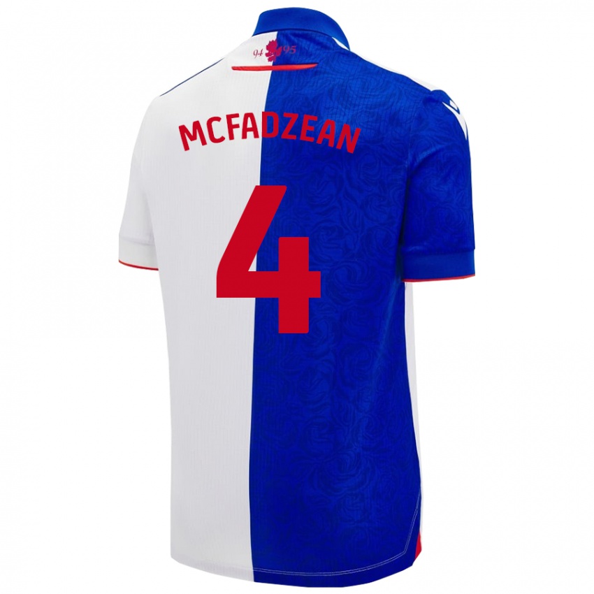 Criança Camisola Kyle Mcfadzean #4 Céu Azul Branco Principal 2024/25 Camisa