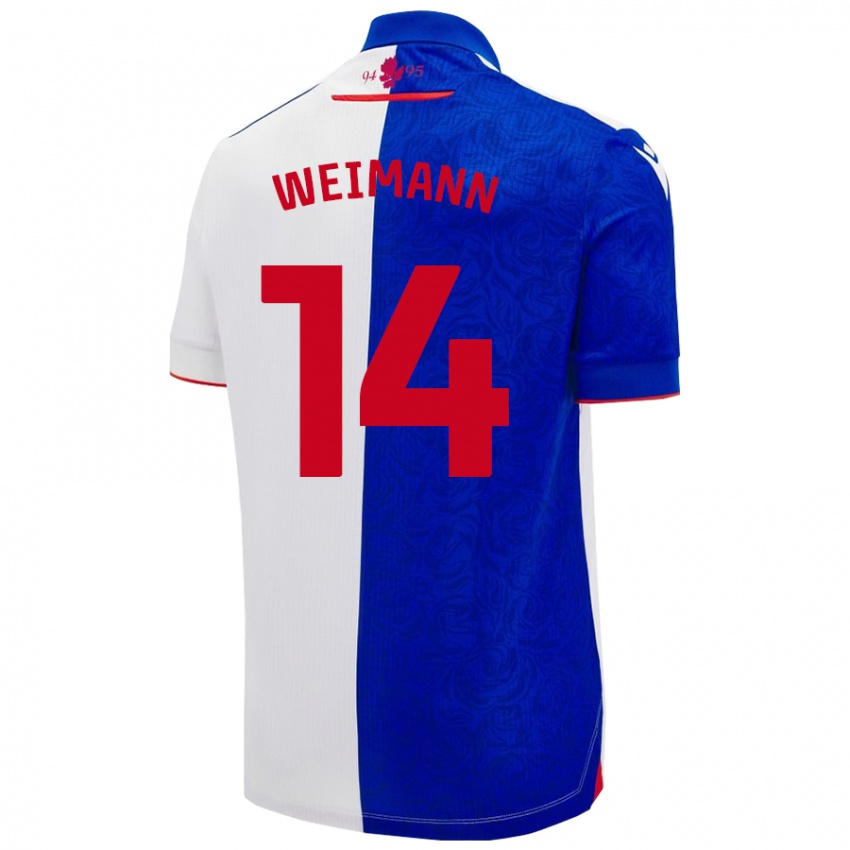 Criança Camisola Andreas Weimann #14 Céu Azul Branco Principal 2024/25 Camisa