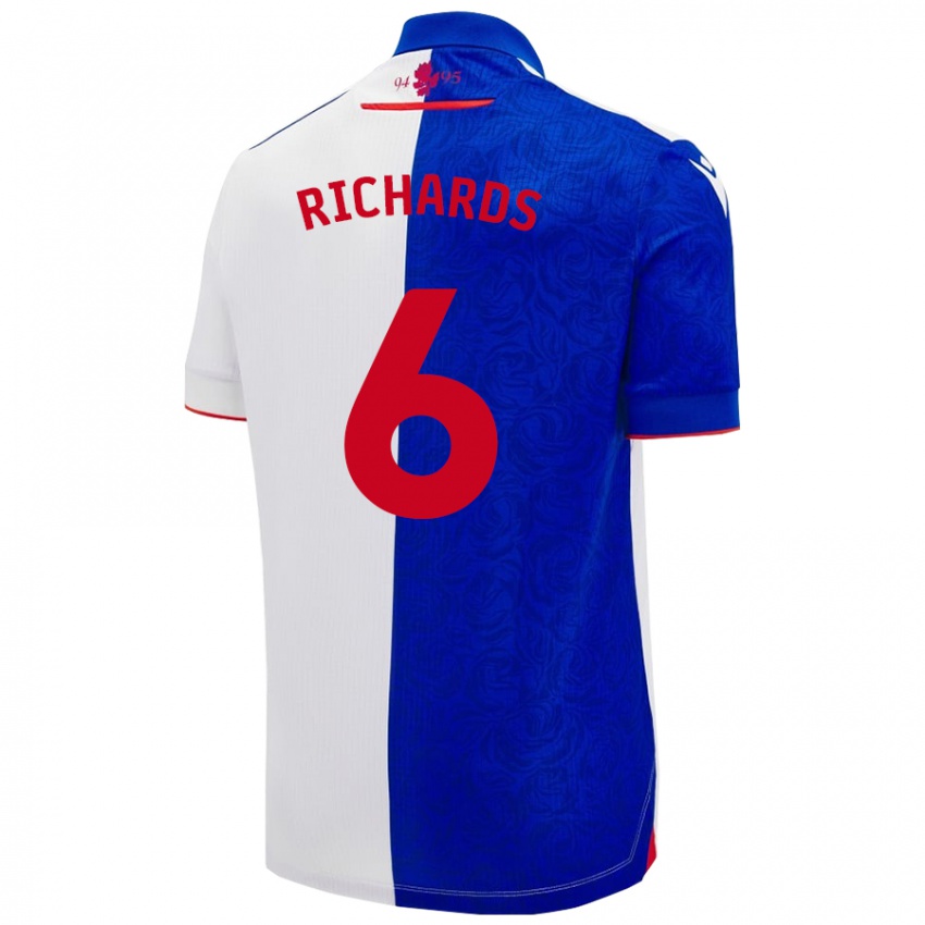 Criança Camisola Jade Richards #6 Céu Azul Branco Principal 2024/25 Camisa