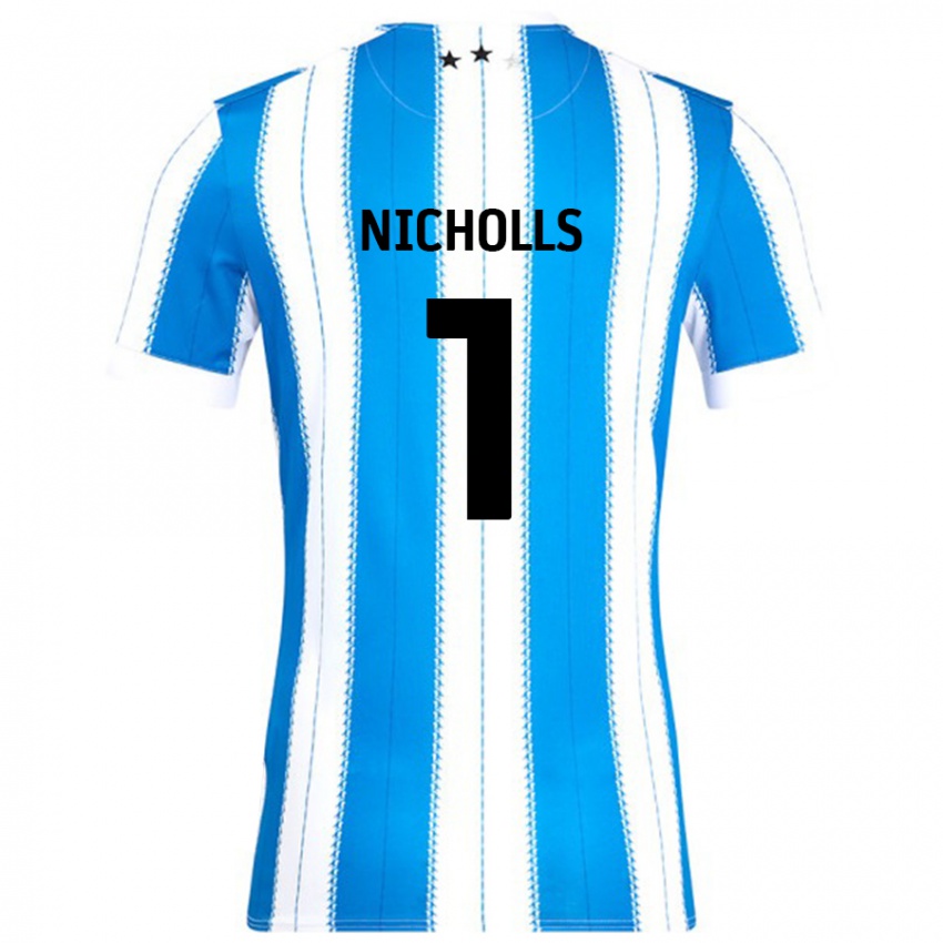 Criança Camisola Lee Nicholls #1 Azul Branco Principal 2024/25 Camisa