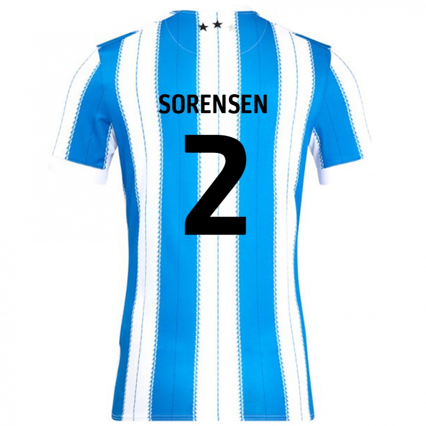 Criança Camisola Lasse Sörensen #2 Azul Branco Principal 2024/25 Camisa