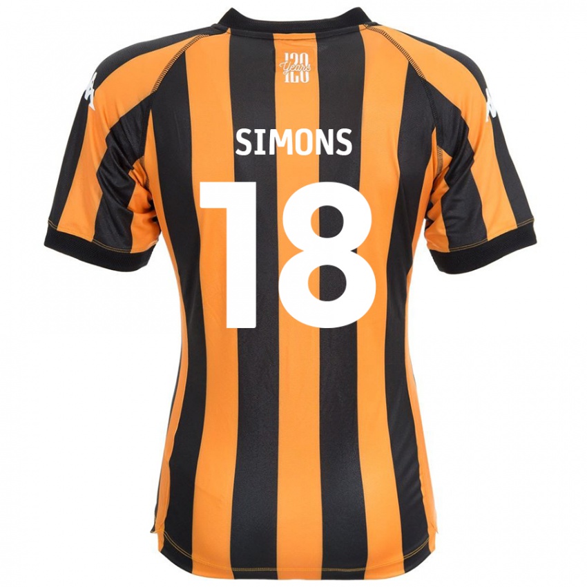 Criança Camisola Xavier Simons #18 Âmbar Negro Principal 2024/25 Camisa