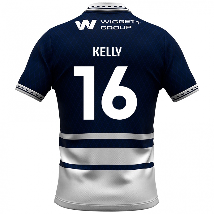 Criança Camisola Daniel Kelly #16 Azul Marinho Branco Principal 2024/25 Camisa