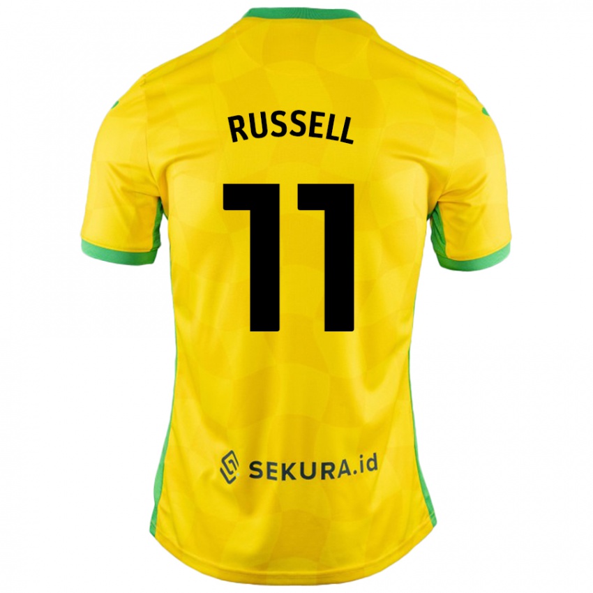 Criança Camisola Rebecca Russell #11 Verde Amarelo Principal 2024/25 Camisa