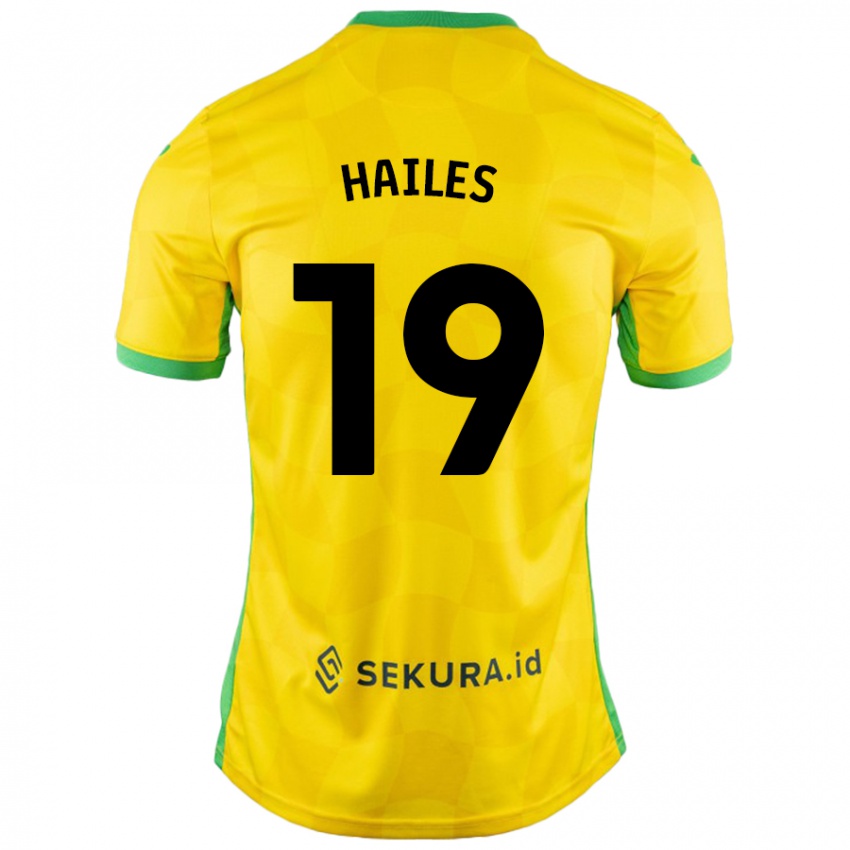 Criança Camisola Lauren Hailes #19 Verde Amarelo Principal 2024/25 Camisa