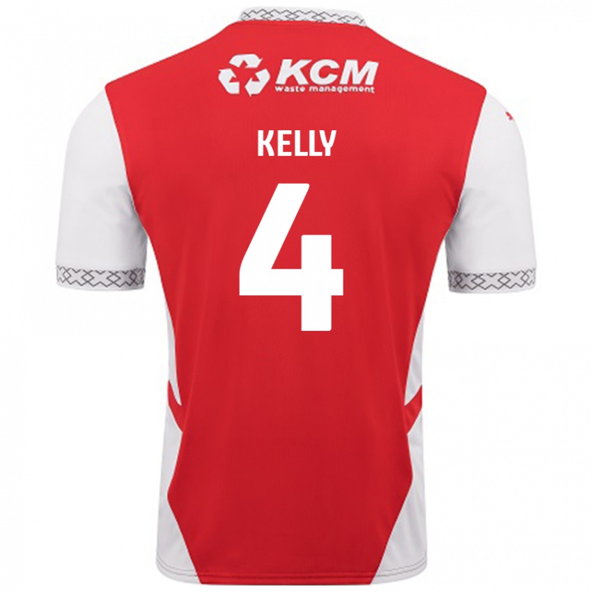 Criança Camisola Liam Kelly #4 Branco Vermelho Principal 2024/25 Camisa