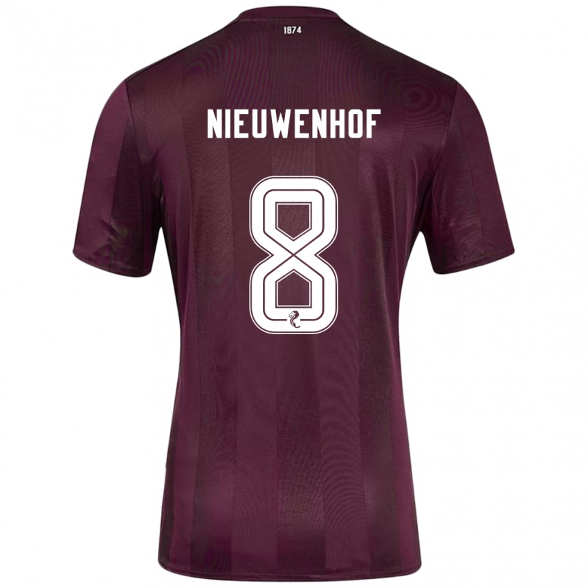 Criança Camisola Calem Nieuwenhof #8 Borgonha Principal 2024/25 Camisa