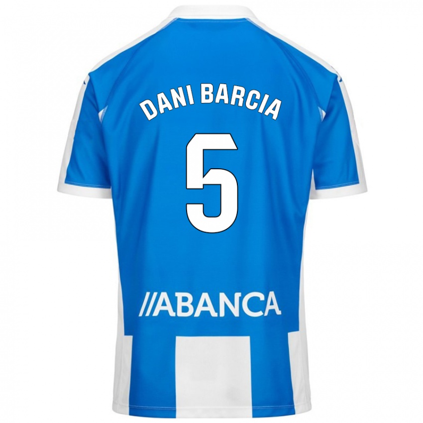 Criança Camisola Dani Barcia #5 Branco Azul Principal 2024/25 Camisa