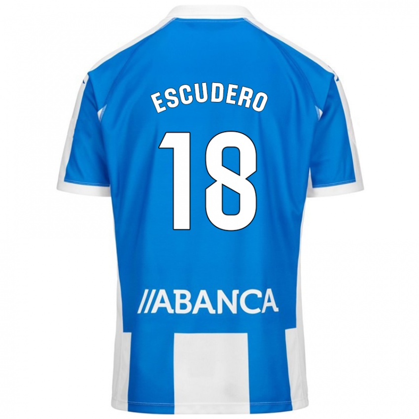 Criança Camisola Sergio Escudero #18 Branco Azul Principal 2024/25 Camisa