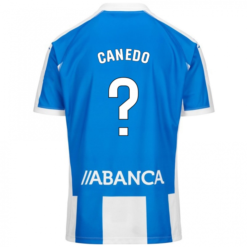 Criança Camisola Damián Canedo #0 Branco Azul Principal 2024/25 Camisa