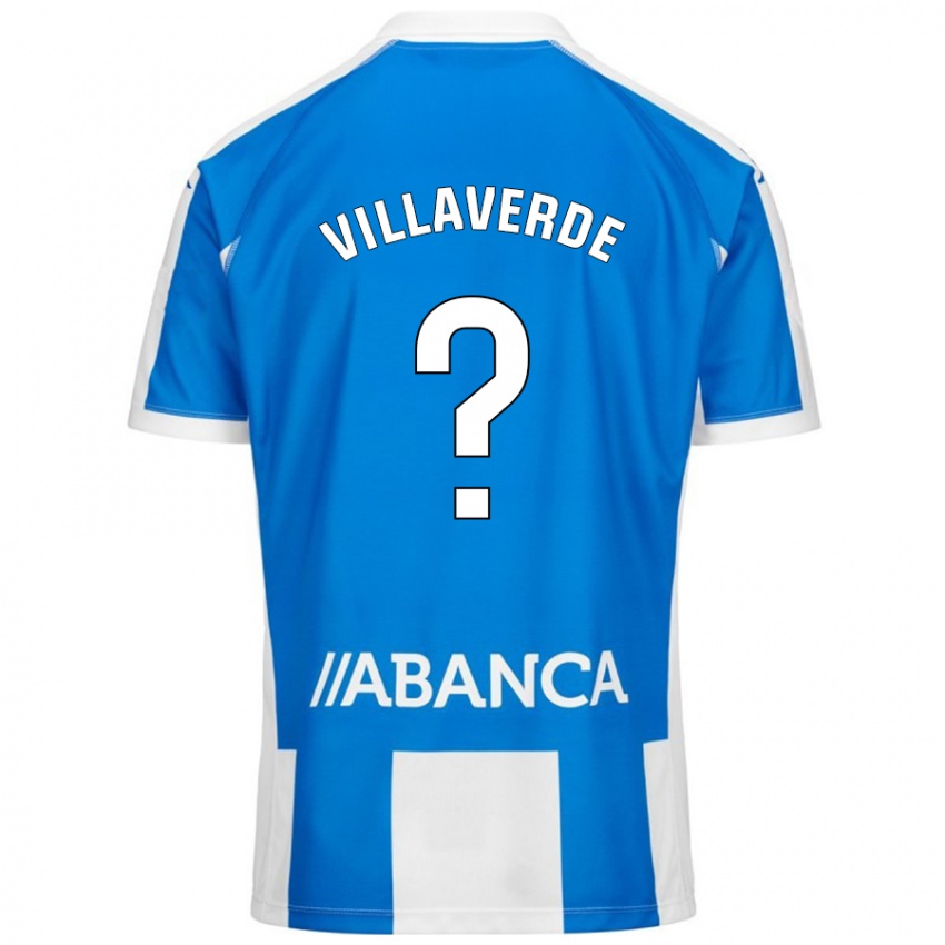 Criança Camisola Hugo Villaverde #0 Branco Azul Principal 2024/25 Camisa