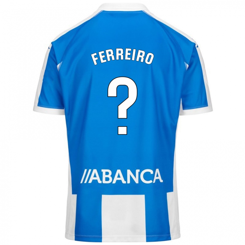 Criança Camisola Manu Ferreiro #0 Branco Azul Principal 2024/25 Camisa