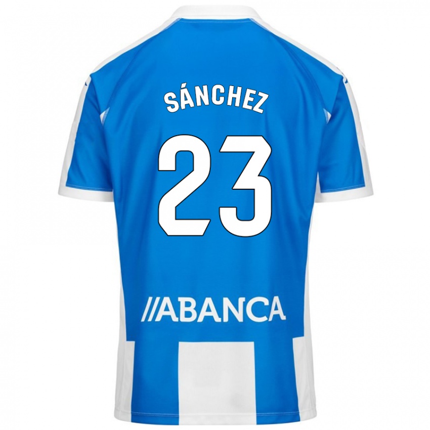 Criança Camisola Kevin Sánchez #23 Branco Azul Principal 2024/25 Camisa