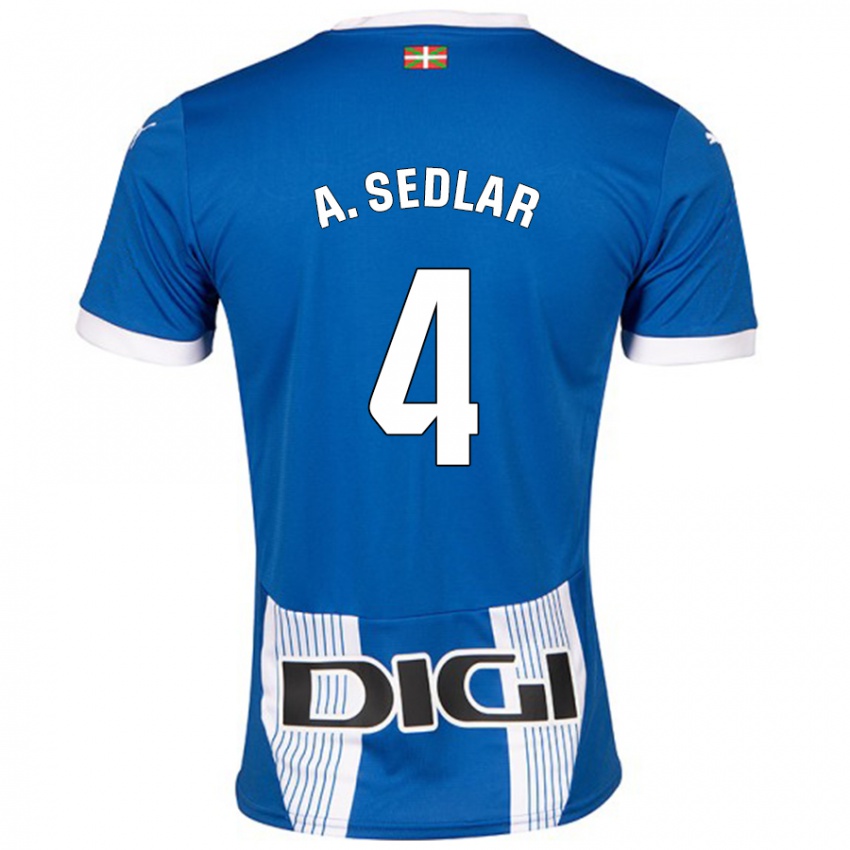 Criança Camisola Aleksandar Sedlar #4 Azul Principal 2024/25 Camisa