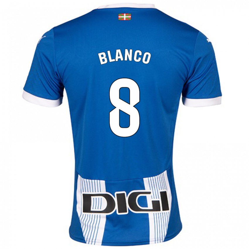 Criança Camisola Antonio Blanco #8 Azul Principal 2024/25 Camisa