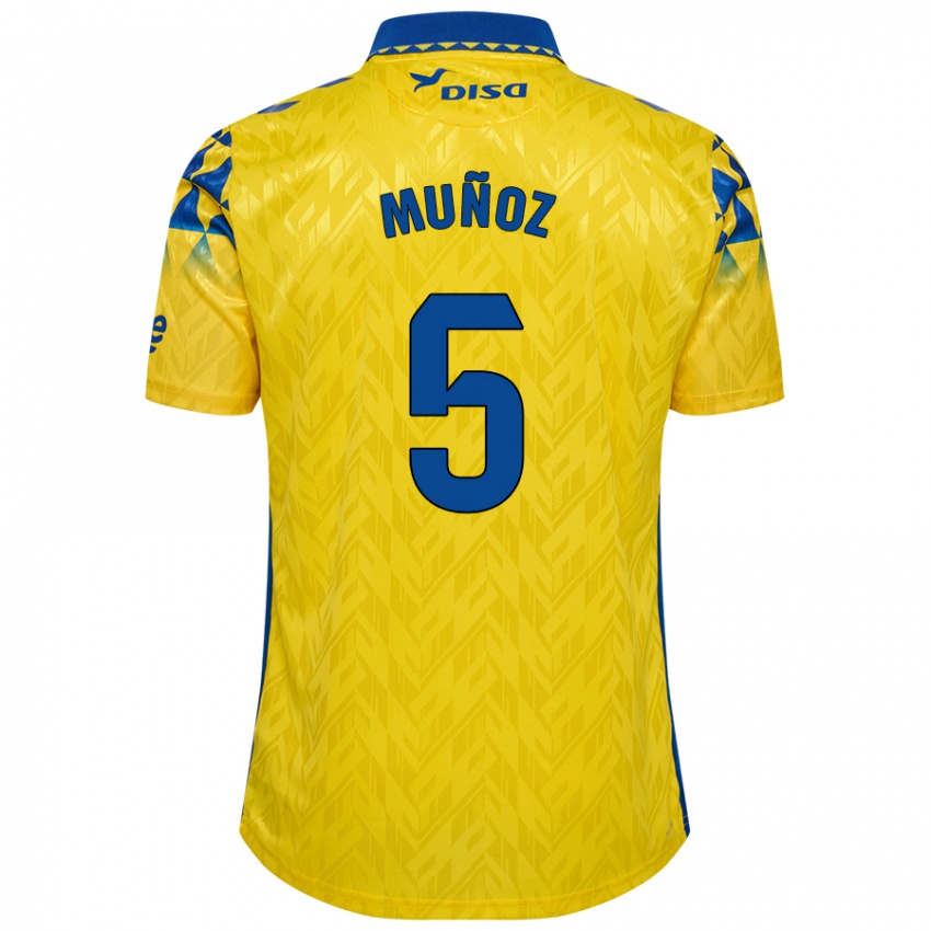 Criança Camisola Javi Muñoz #5 Azul Amarelo Principal 2024/25 Camisa