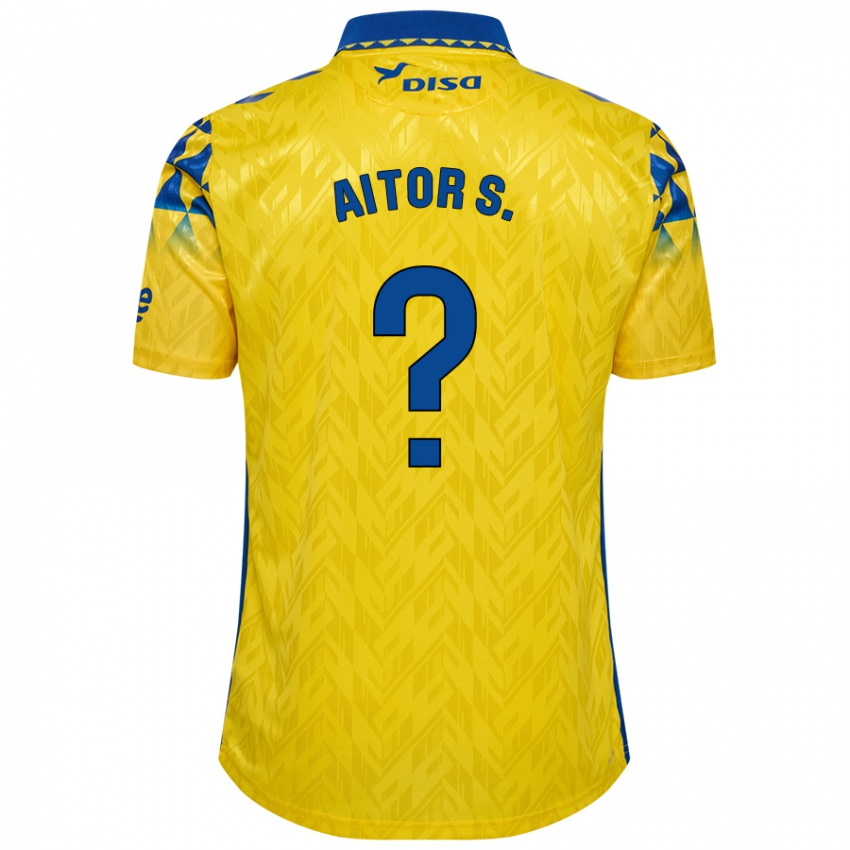 Criança Camisola Aitor Sánchez #0 Azul Amarelo Principal 2024/25 Camisa