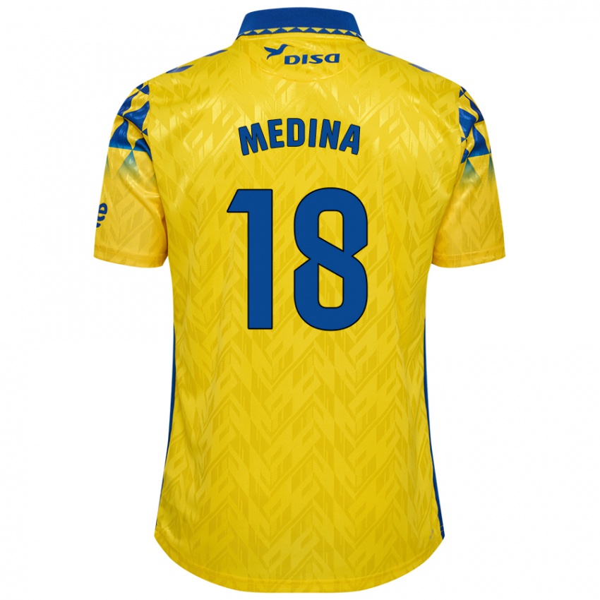 Criança Camisola Iván Medina #18 Azul Amarelo Principal 2024/25 Camisa