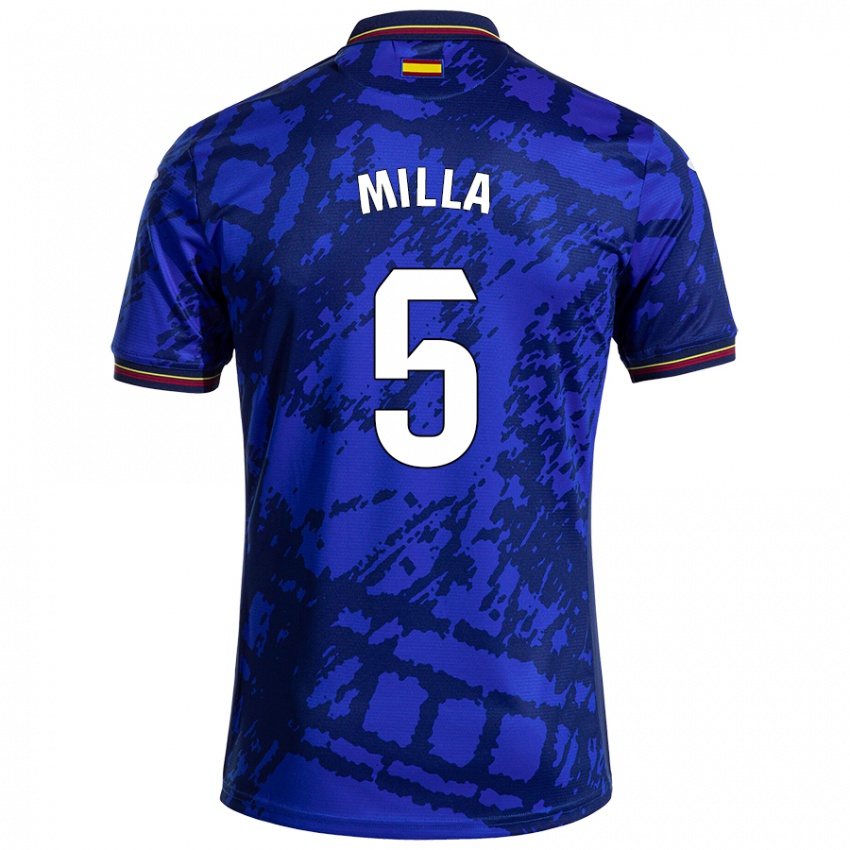 Criança Camisola Luis Milla #5 Azul Mais Escuro Principal 2024/25 Camisa