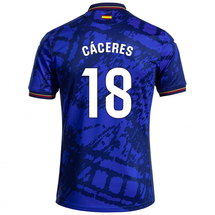 Criança Camisola Damián Cáceres #18 Azul Mais Escuro Principal 2024/25 Camisa