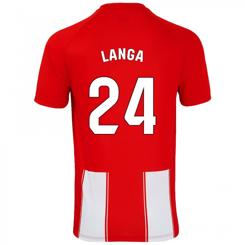 Criança Camisola Bruno Langa #24 Branco Vermelho Principal 2024/25 Camisa