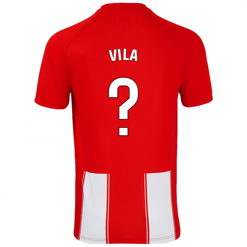 Criança Camisola Nacho Vila #0 Branco Vermelho Principal 2024/25 Camisa