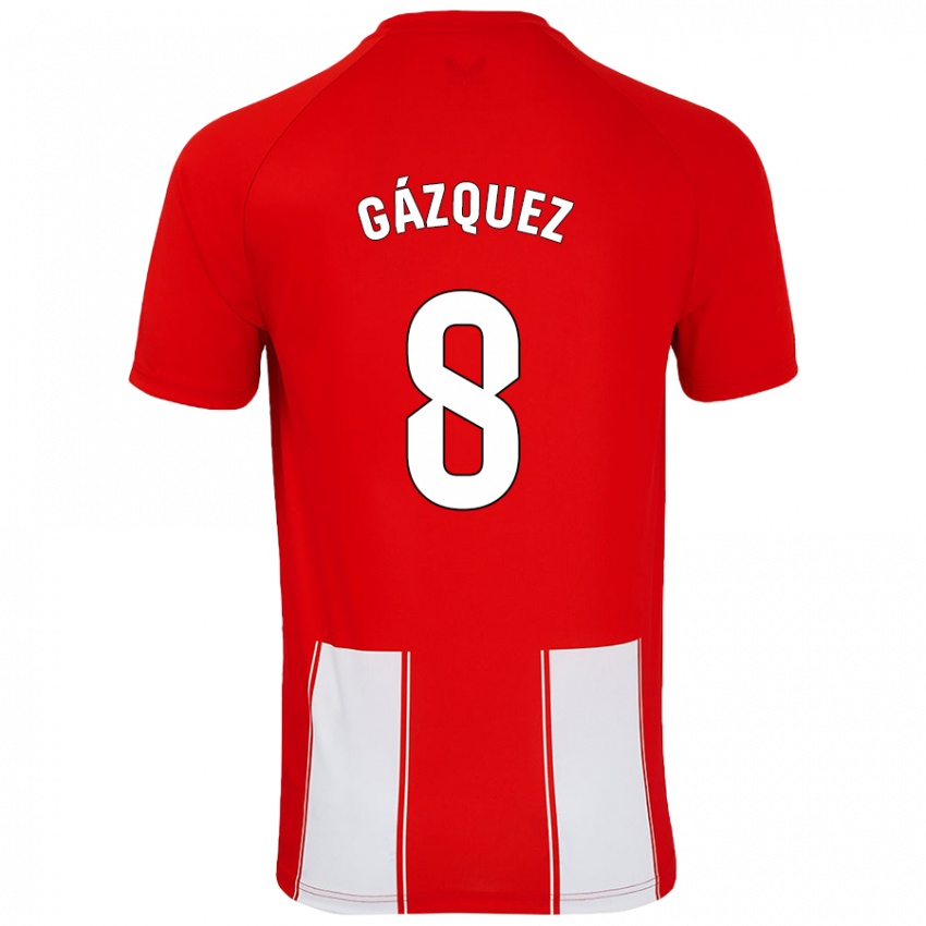 Criança Camisola Joan Gázquez #8 Branco Vermelho Principal 2024/25 Camisa