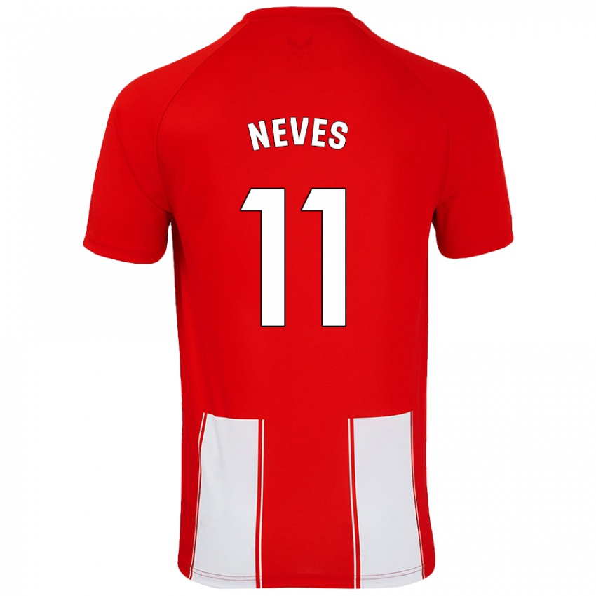 Criança Camisola Hugo Neves #11 Branco Vermelho Principal 2024/25 Camisa