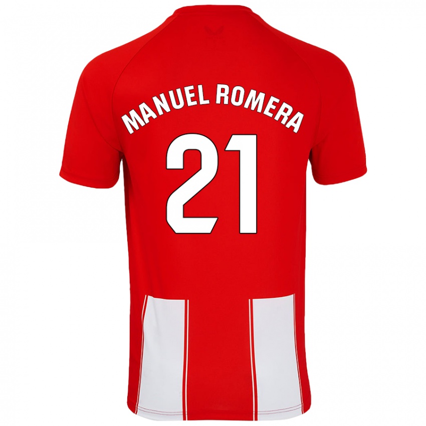 Criança Camisola José Manuel Romera #21 Branco Vermelho Principal 2024/25 Camisa