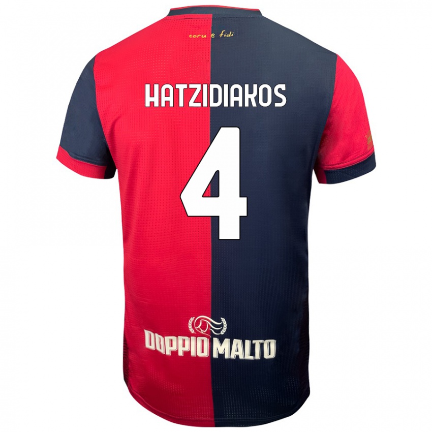 Criança Camisola Pantelis Hatzidiakos #4 Azul Vermelho Escuro Principal 2024/25 Camisa